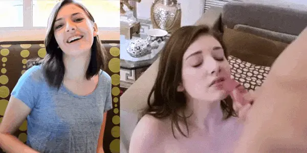 before/after first date with gorgeous brunette porn gif