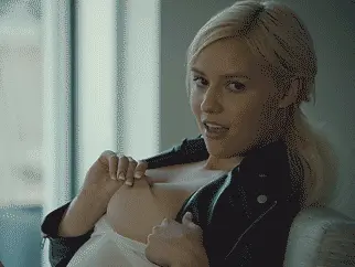 sexy blonde shows off tits porn gif