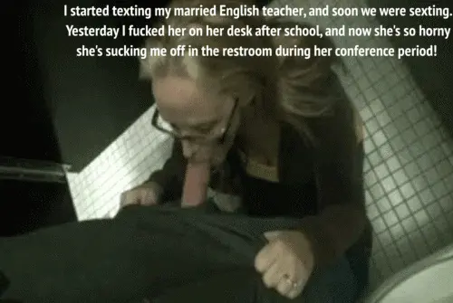 cheating teacher sucks off her student in the bathroom stall porn gif