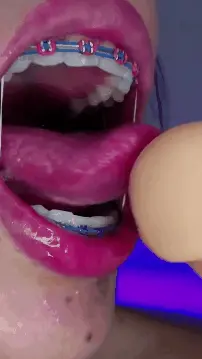 braces babe deep-throats porn gif
