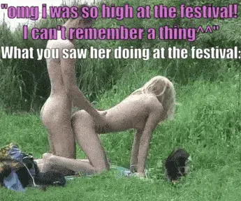 we were at a festival, my wife was high and horny, so she dissappeared. i found her like this porn gif