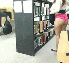 her twerking behind the shelf porn gif