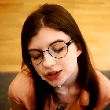 nerdy teen covered in sticky cum porn gif