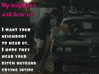 my bully fucks my wife over the hood of my own car. right in the driveway. all the neighbors can hear them. porn gif