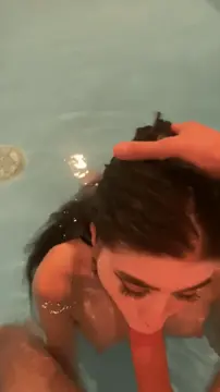 brunette pool face fuck porn gif