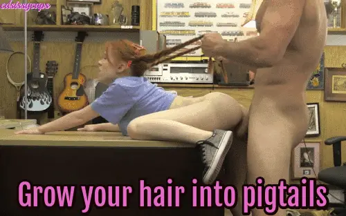 sissy pigtails porn gif