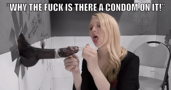 white cock condom. black cock no condom. porn gif