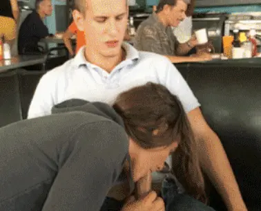 sucking dick in a restaurant  porn gif