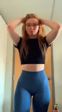 amazing tight blue leggings porn gif