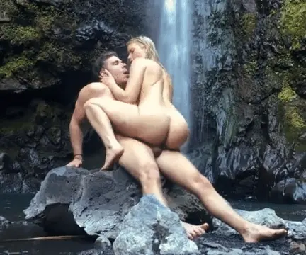 hot passionate waterfall sex. porn gif