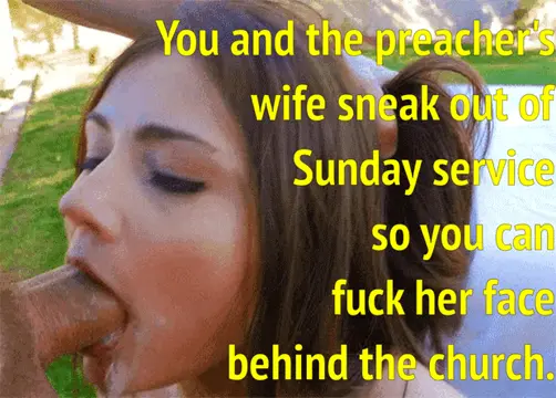 preacher's cheating wife lets you fuck her face behind the church porn gif