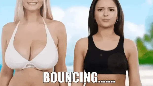 bouncing tits. big tits. real tits. not flat chested tits. porn gif