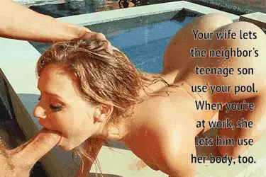 cheating wife lets neighbor's son use her pool and her mouth porn gif