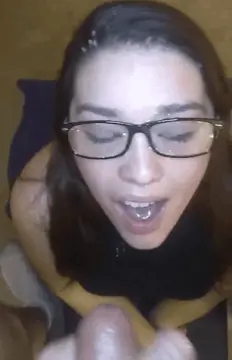 cute slut in glasses happily getting facial re-edited from phpimpn8ez28's board "hot cumsluts." porn gif