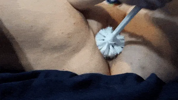 pushing my cunt to further depravity by fucking it with a toilet brush porn gif