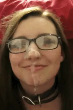 teen facial with glasses porn gif