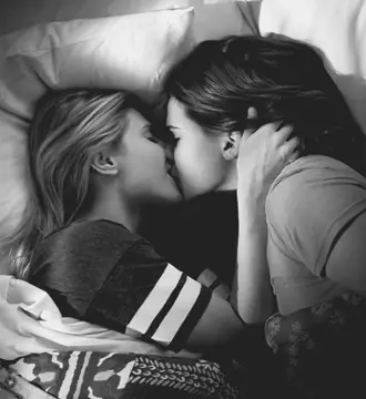 kissing, lesbian, romance, softcore porn gif