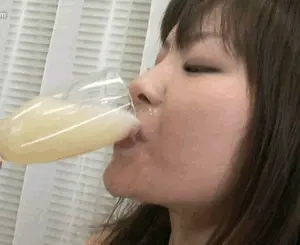 asian drinking cum from a glass porn gif