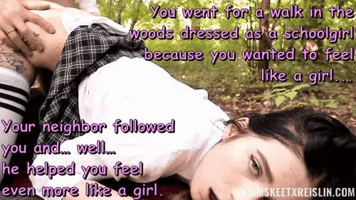 what would you do if saw me go into the woods dressed in all girly clothes?? porn gif