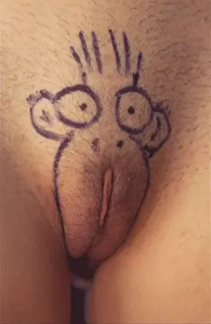 monkey drawn on her pussy porn gif