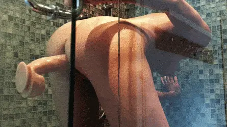 amazing self fucking in the shower porn gif