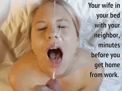 cheating wife takes a huge facial from her neighbor before her husband gets home porn gif