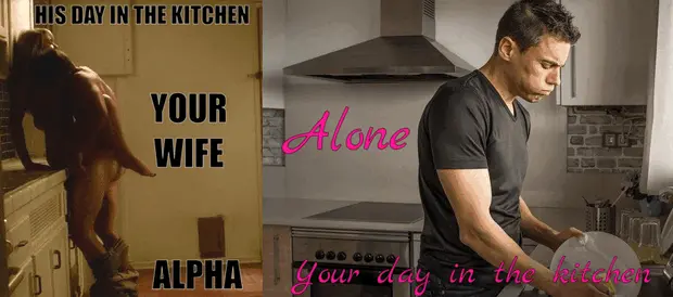 bully fucks your wife in your kitchen. you clean his kitchen. porn gif