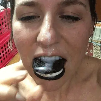 eating a cum covered cookie porn gif