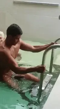 nice long hard cock exiting the pool porn gif