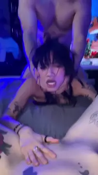Threesome with hot goth girls - White teen slut cum cumshot missionnary fuck