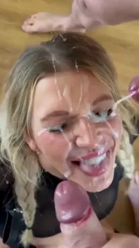 ⏱️Omg, they covered her face in sperm so fast, it has to be a world record ⏱️