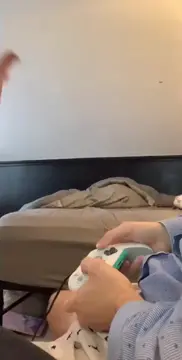 pretty blonde gives a sensual blowjob while her bf is playing game