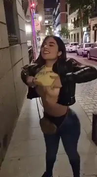 colombian freak flashing her titties in public