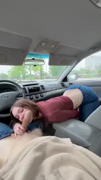 Beautiful girl gives blowjob in the car PublicBlowjobs