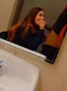 White bitch worships BBC in bathroom