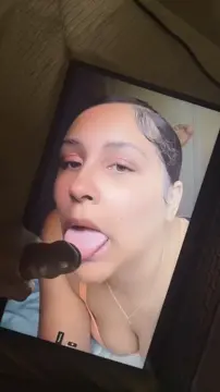 ebony thot gets her tongue coated in nut (karrahboo look a like 😈)