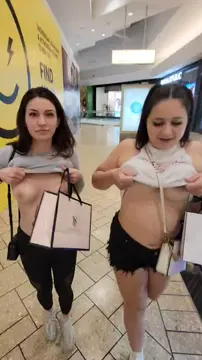 Showing off our tits to everyone in the mall