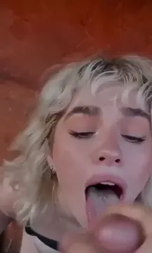 cumslut takes a thick load then licks her lips 🥵