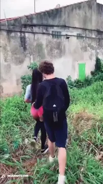 Latina whore fucking with friends in the woods next to her house
