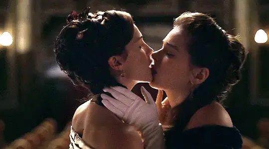 Hailee Steinfeld and Ella Hunt in Dickinson