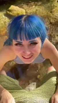 blue hair goth slut sucks and fucks bwc