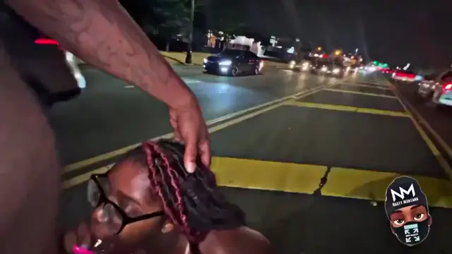 SHE BLOWS HIM IN THE MIDDLE OF THE ROAD