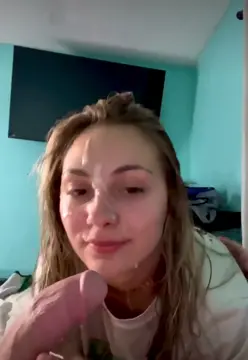 Cum faced slut keeps sucking cock