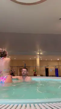 I couldn't resist moving my bikini to the side and bouncing on his dick in this public spa