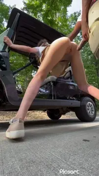 Skinny slut fucked by BBC on the golf course