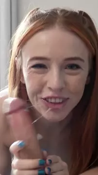 A juicy blowjob from a redhead