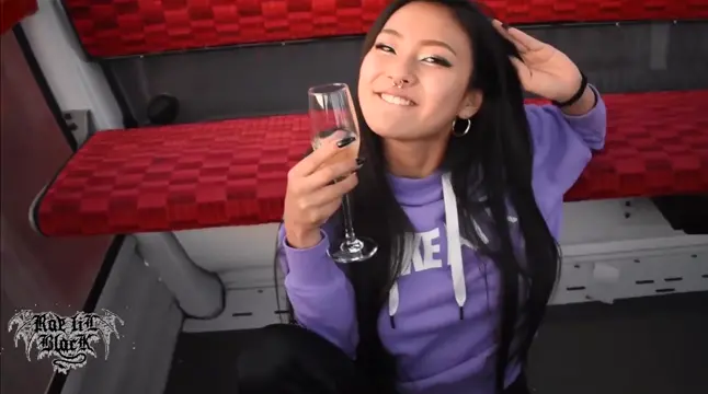 Rae makes a toast to sucking cock