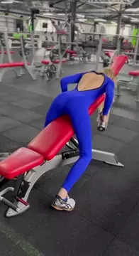 Sexy blonde working out in the gym