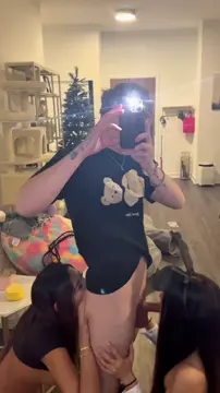 Two Asian bunnies suck and rim white boy at his parents' place