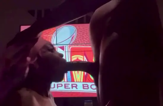 Ebony teen sucking BBC after losing Super Bowl 2025 bet